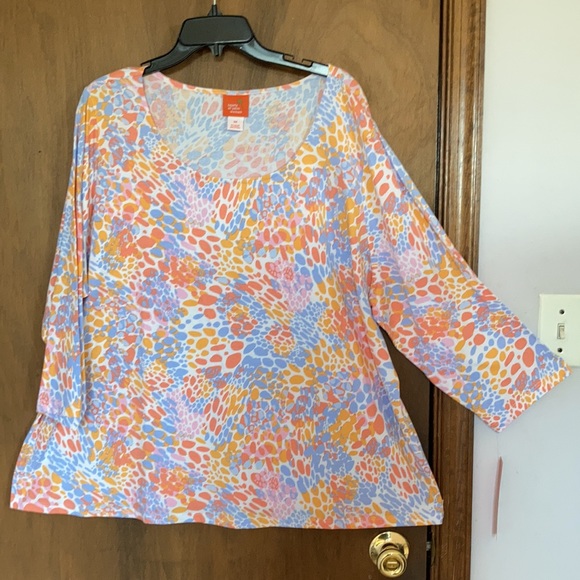 Hearts of Palm abstract print top with stretch 3X - Picture 7 of 17